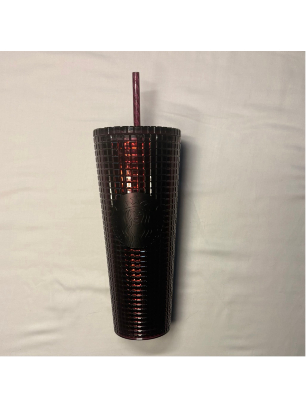 Starbucks 24oz Plum Studded Grid Disco Tumbler Cup Straw Reusable 2020 Holiday
